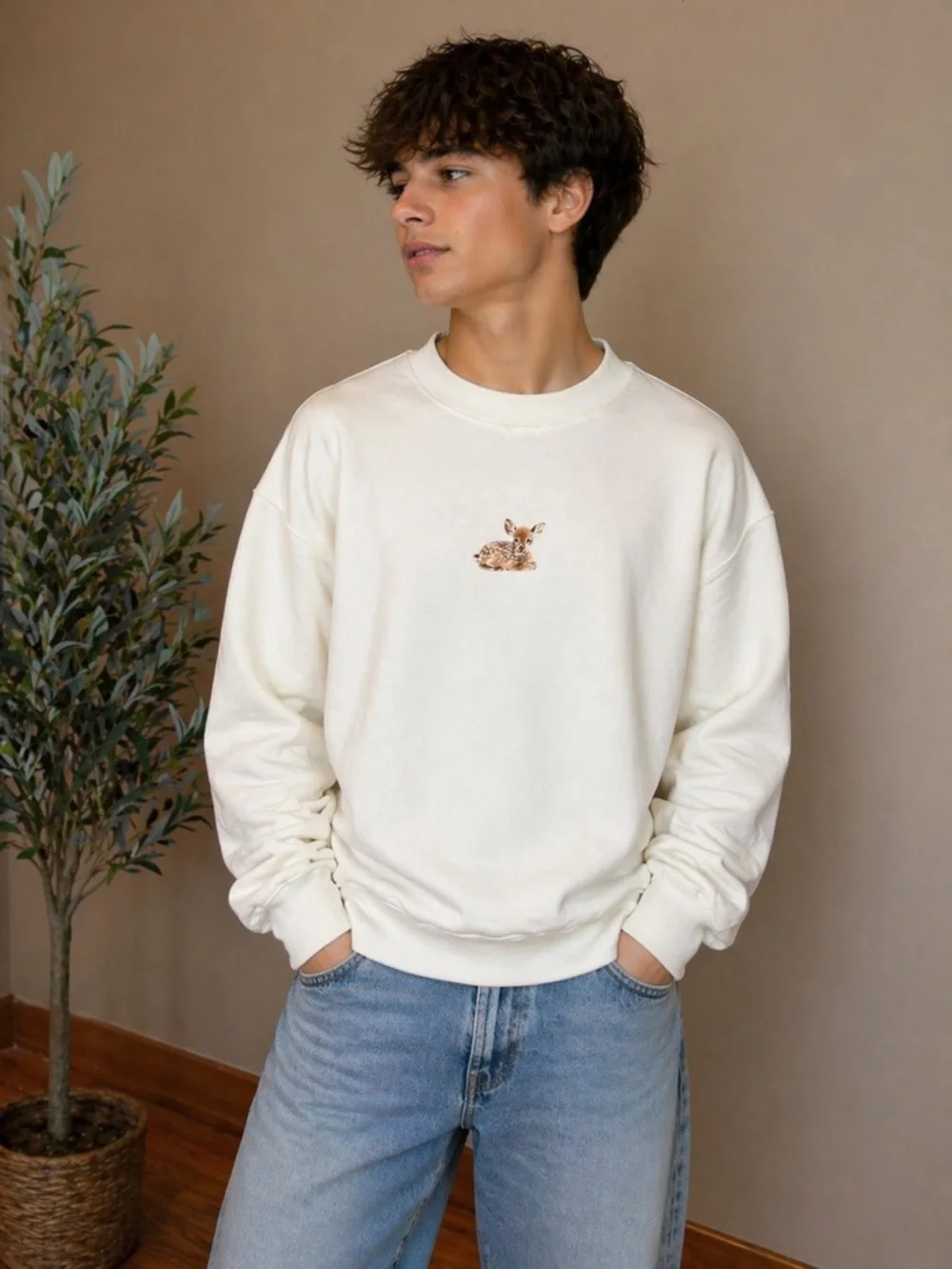 497. Art Class Deer Graphic Sweatshirt NWT | White Crewneck Pullover